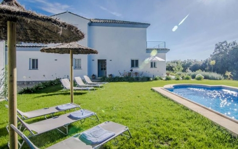 Sunbathing by the pool